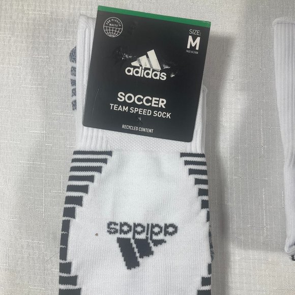 NWT Set 3 Adidas Soccer Team Speed Sock, 2 Pr. White, 1 Pr. Blue,  Sz. M - Picture 7 of 11